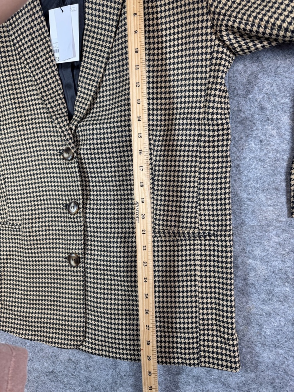 ICHI Houndstooth Blazer Jacket Size 40 Tailored Preppy Academia Oversized Fit - Picture 9 of 15